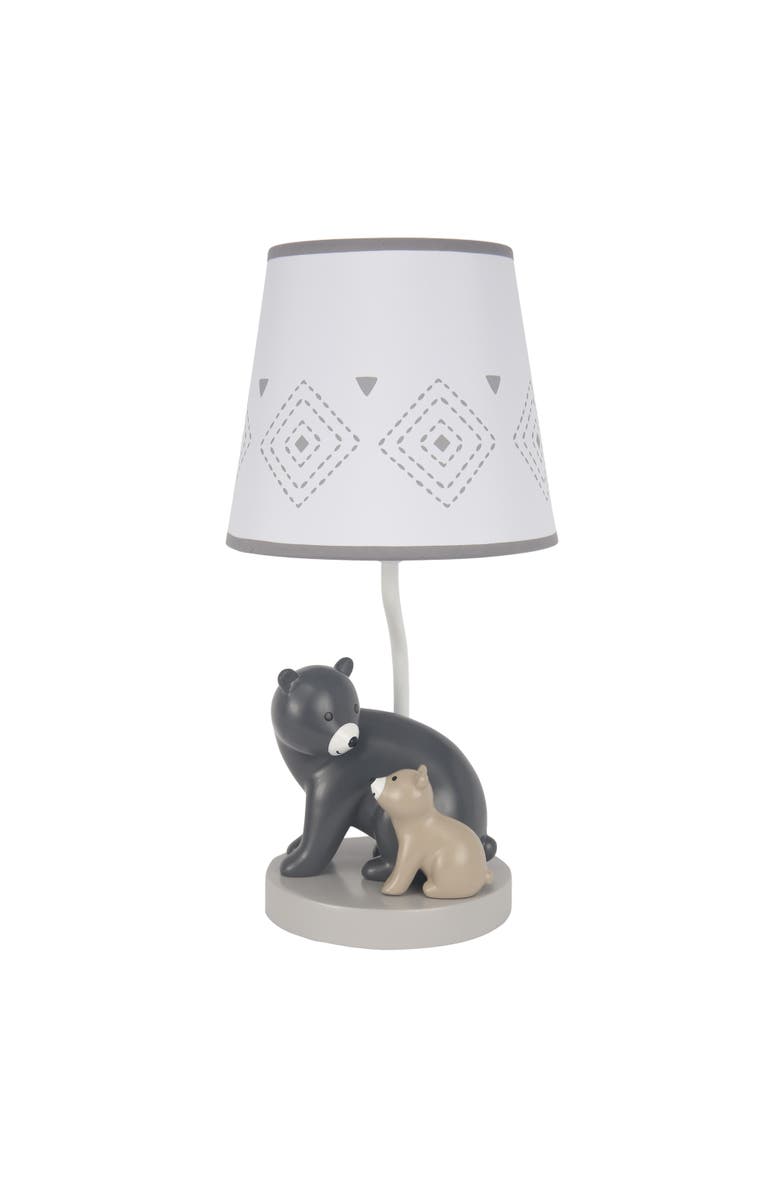 Lambs & Ivy Woodland Forest Bears Nursery Lamp with Shade & Bulb, Main, color, Grey Multi
