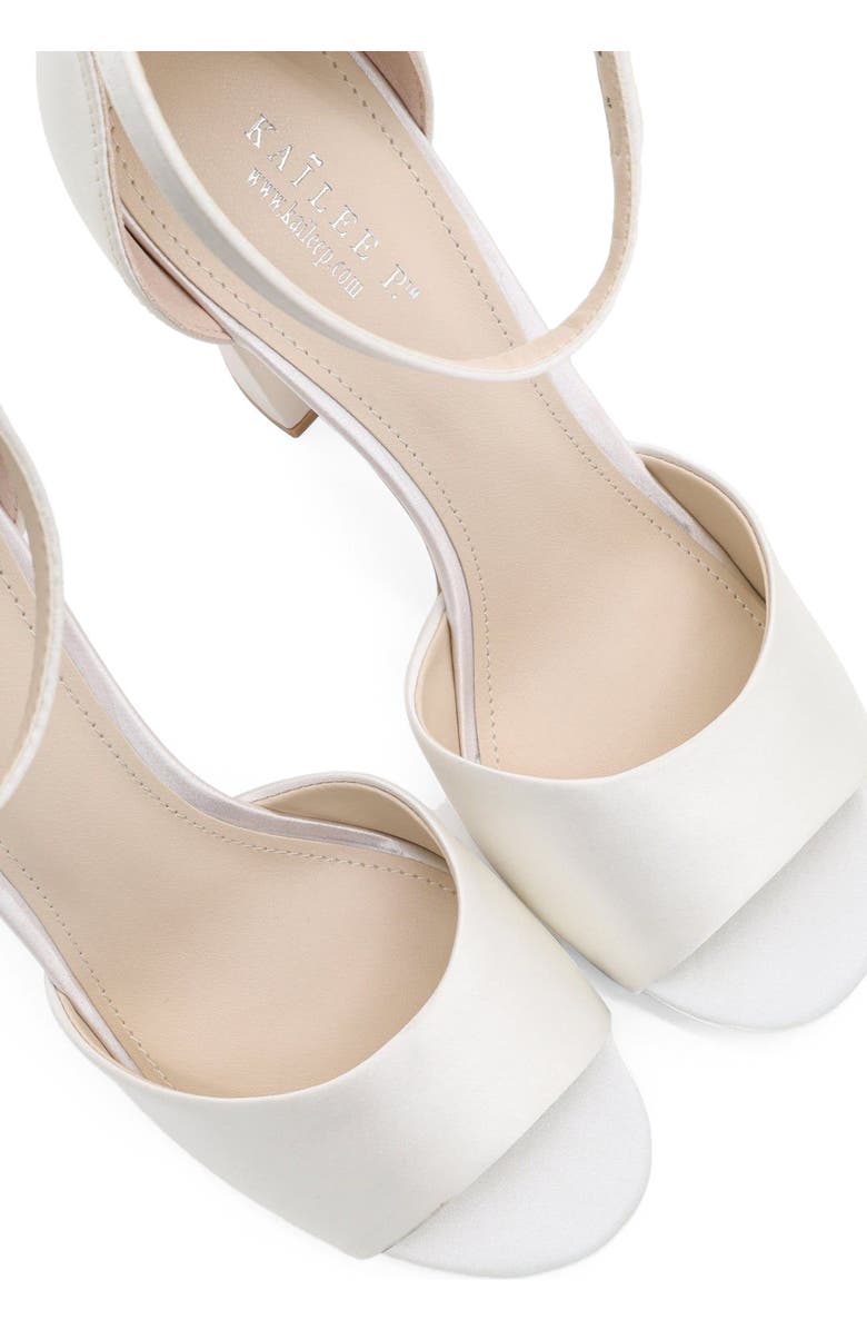 Kailee P Sasha Satin Block Heel Wedding Sandals, Alternate, color, White