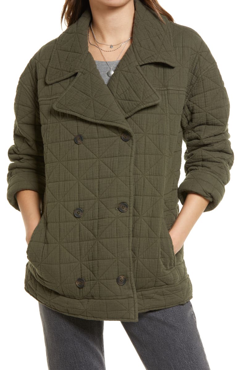 Treasure & Bond Double Breasted Diamond Quilted Cotton Jacket, Alternate, color,