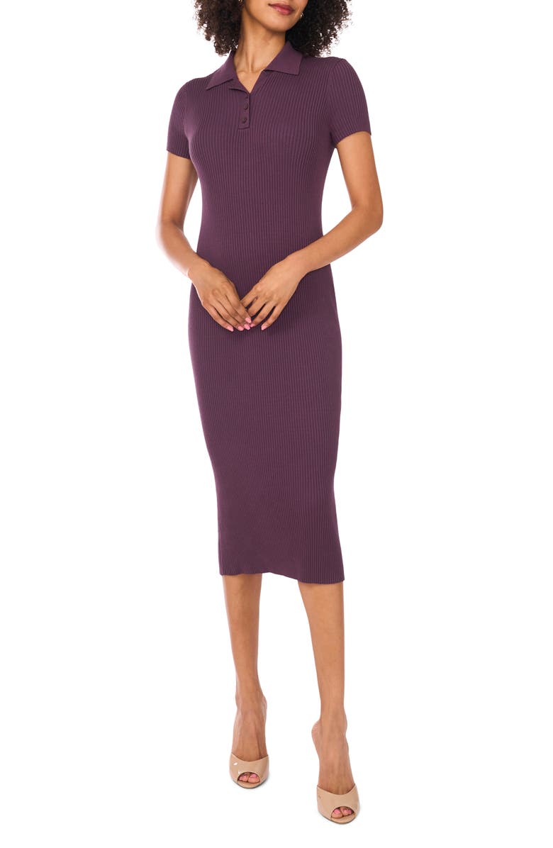 Vince Camuto Rib Dress, Main, color, Plum Perfect