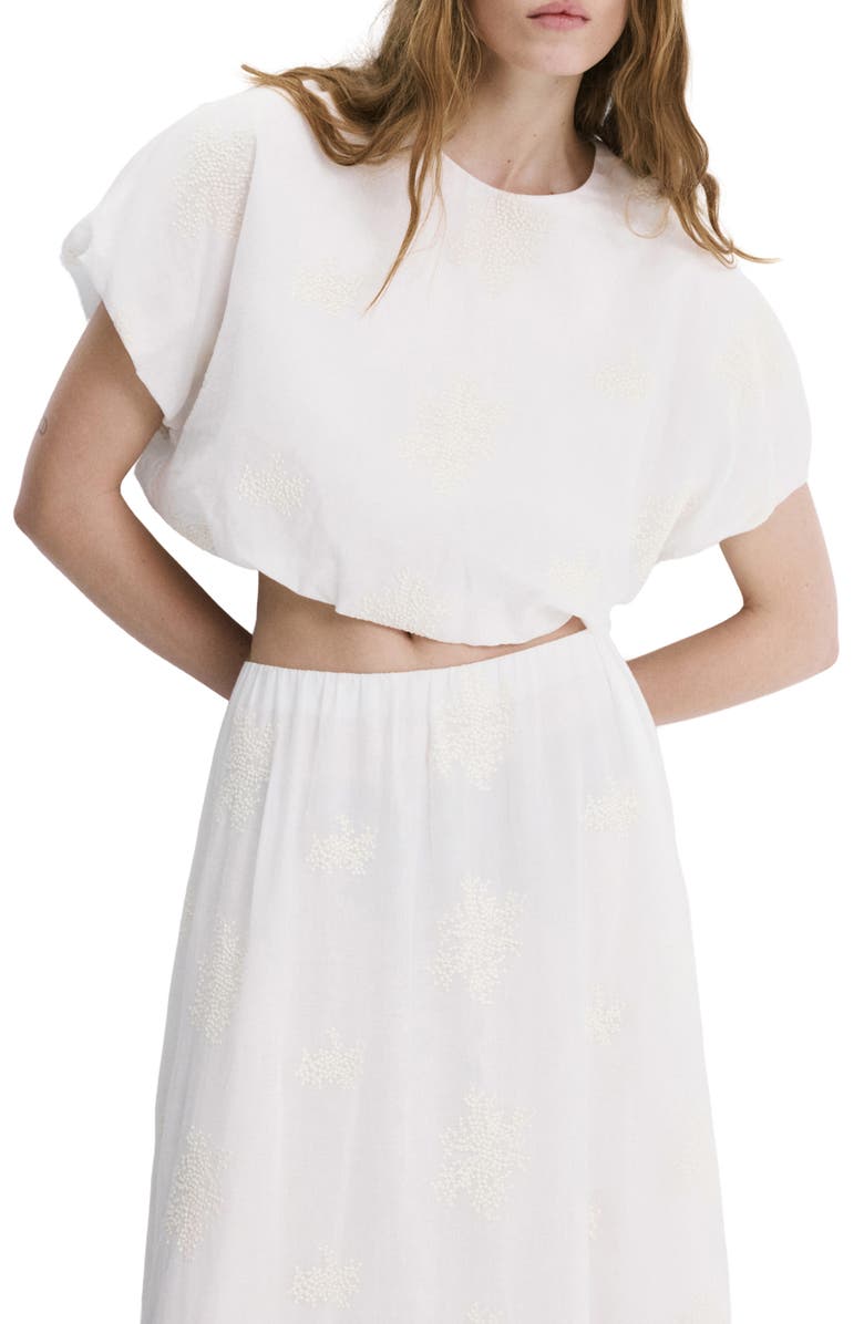 MANGO Embroidered Top, Main, color, Ecru