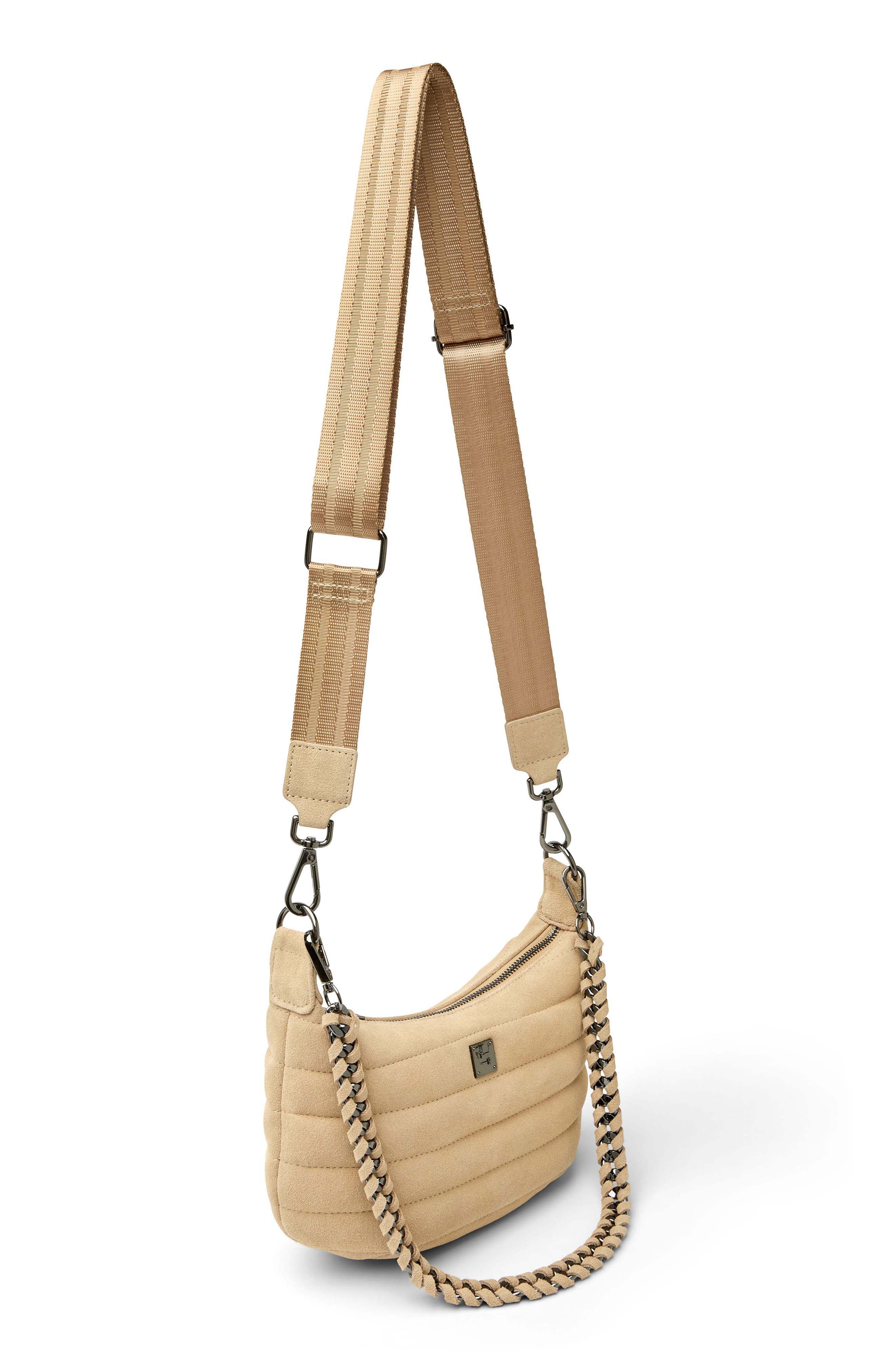 Quilted Mini Moon Crossbody Bag, Alternate, color, SOFT SAND SUEDE