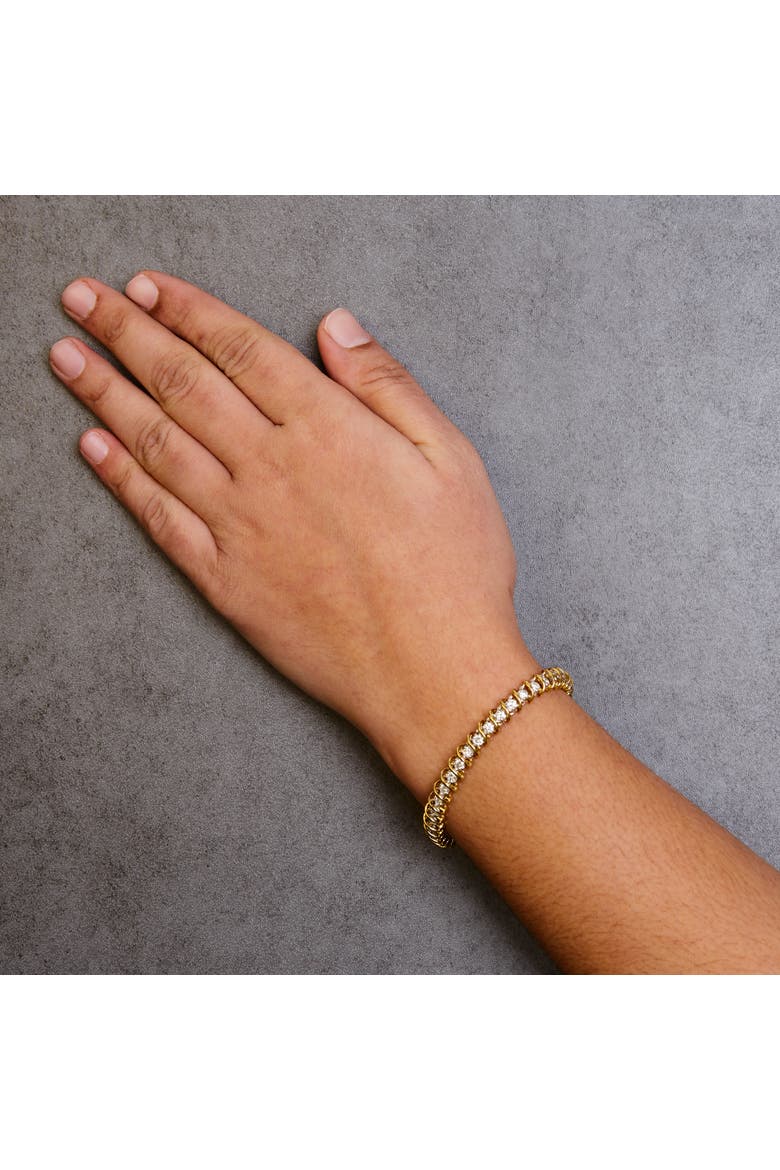 18K Yellow Gold 4.0 Cttw Diamond S-Link  Inch Tennis Bracelet, Alternate, color, Yellow