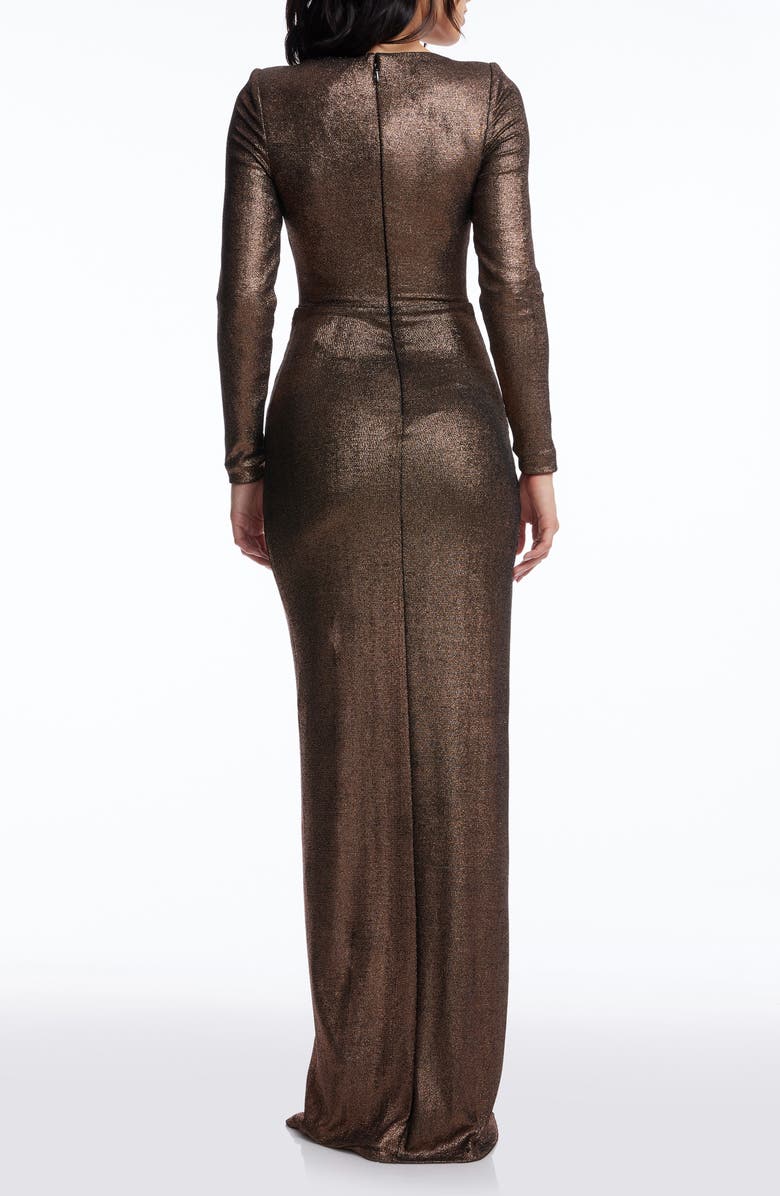 Dress the Population Romera Metallic Long Sleeve Gown, Alternate, color, 