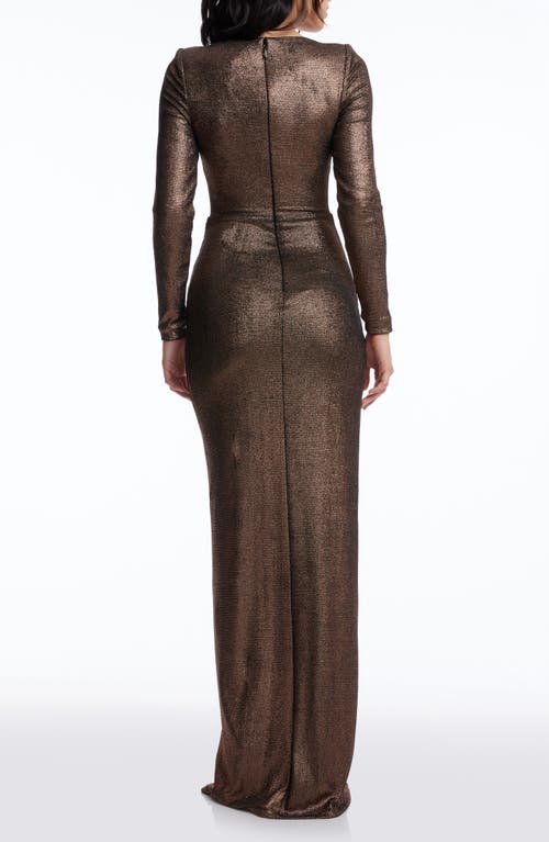 DRESS THE POPULATION DRESS THE POPULATION ROMERA METALLIC LONG SLEEVE GOWN