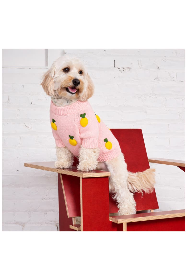 Lemon 3D Icon Dog Sweater, Alternate, color, PINK