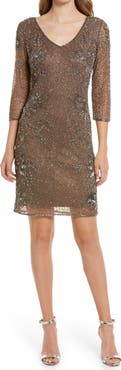 Pisarro Nights Beaded V-Neck Cocktail Dress