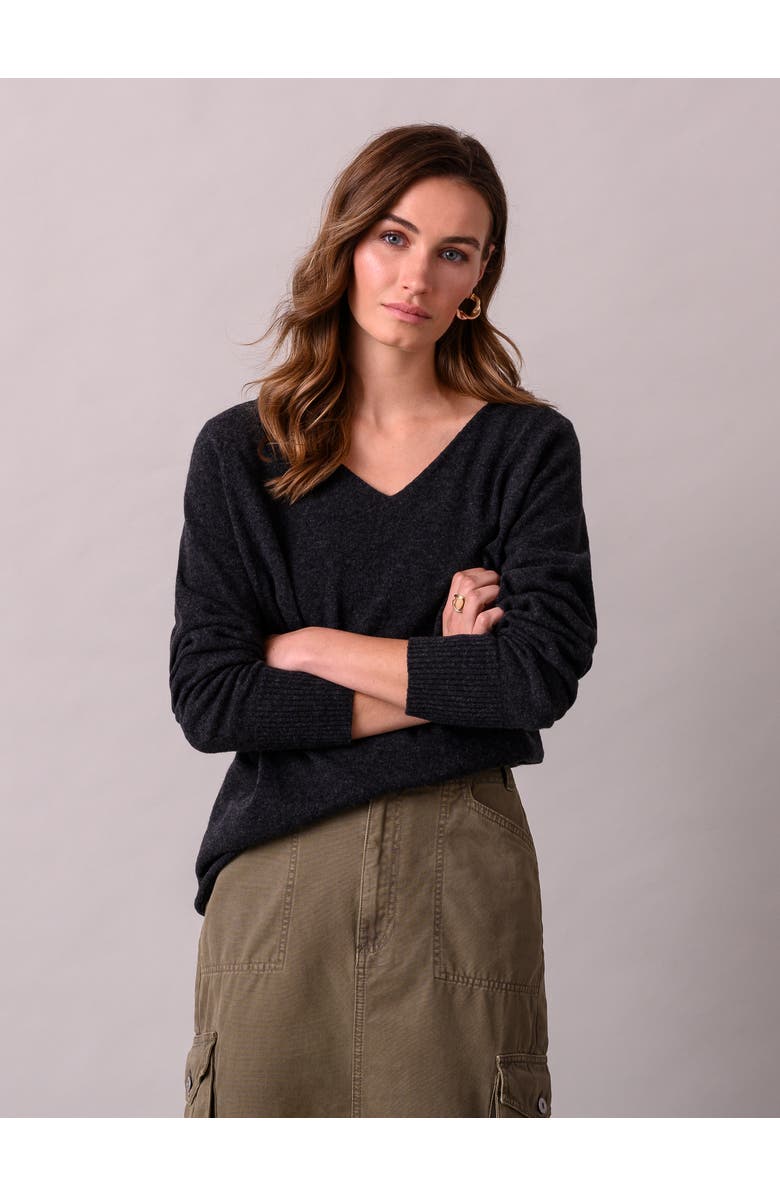 Celtic & Co. Geelong Wool Slouch V-Neck Sweater, Main, color, Charcoal