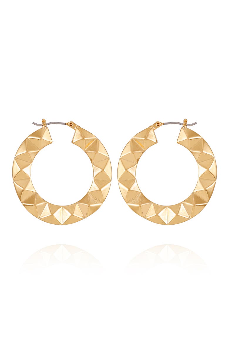 Studded Hoop Earrings, Alternate, color, GOLD TONE