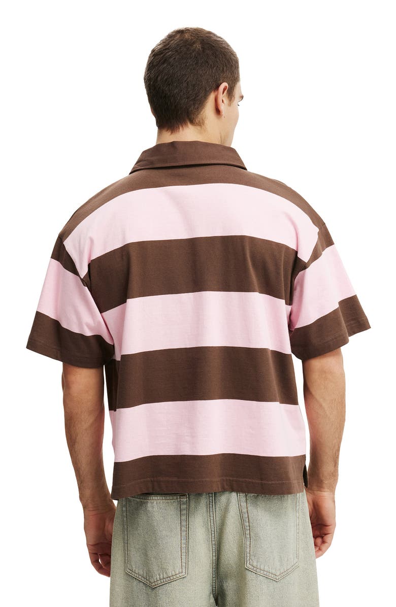 Cotton On Men's Cropped Fit Polo, Alternate, color, Pink Washed Chocolate Bold