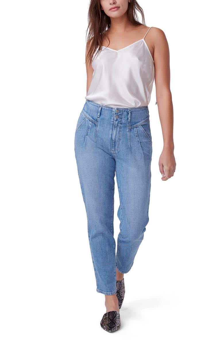 PAIGE Sarah Front Pleat Ankle Straight Leg Jeans, Alternate, color,