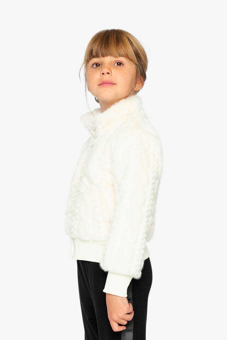Faux Fur Jacquard Zip Ribbed Cuff Jacket, Alternate, color, Beige