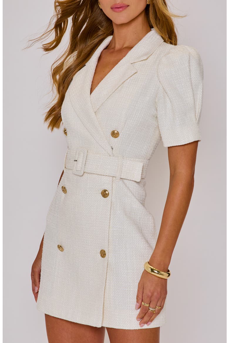 Devon Belted Tweed Blazer Minidress, Alternate, color, CREAM