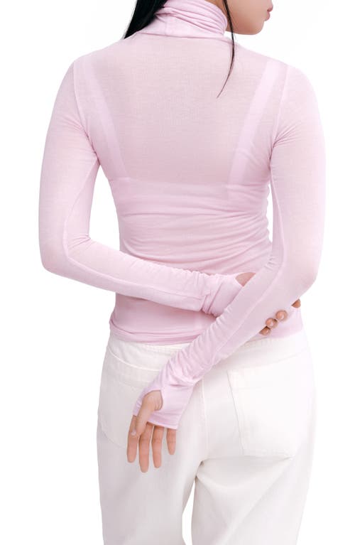 Marcella Eloise Turtleneck Semisheer Jersey Top In Pink