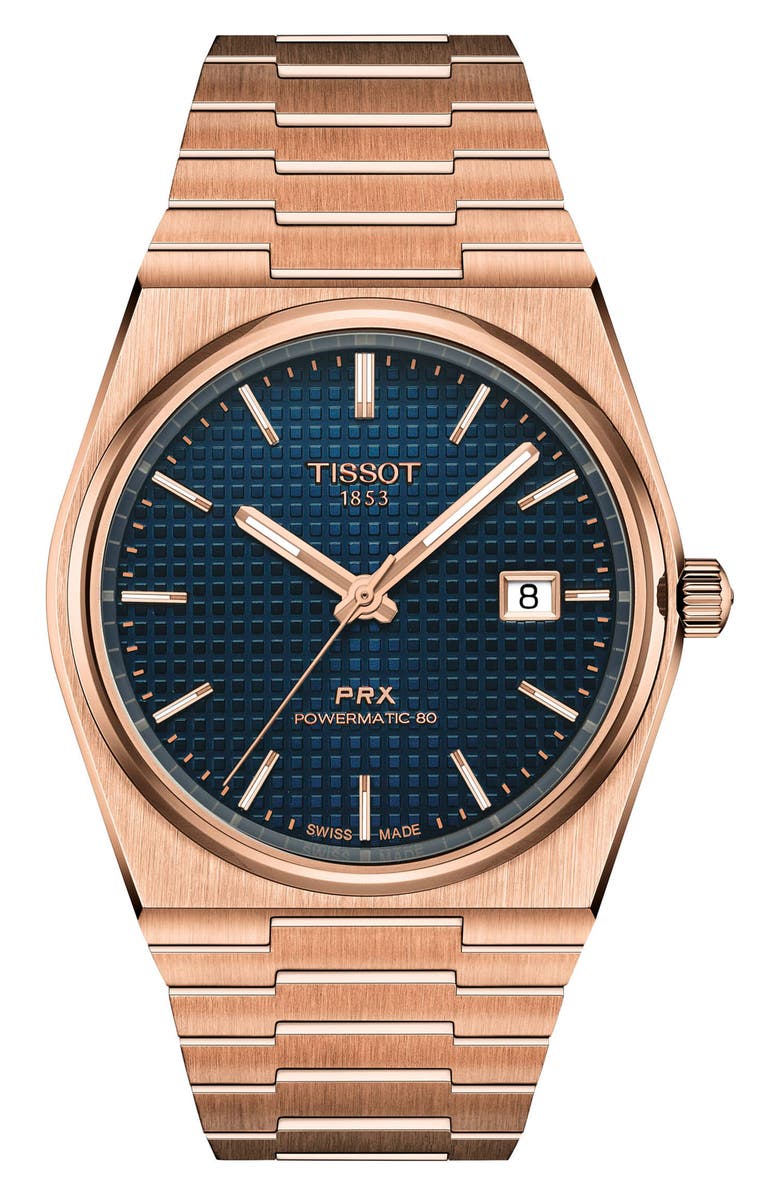 Tissot PRX Powermatic 80 Bracelet Watch, 40mm, Main, color, Blue