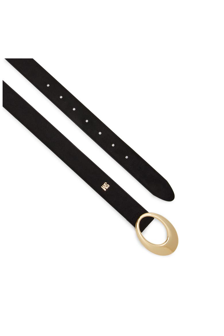 Faux Suede Organic Buckle Belt, Alternate, color, BLACK