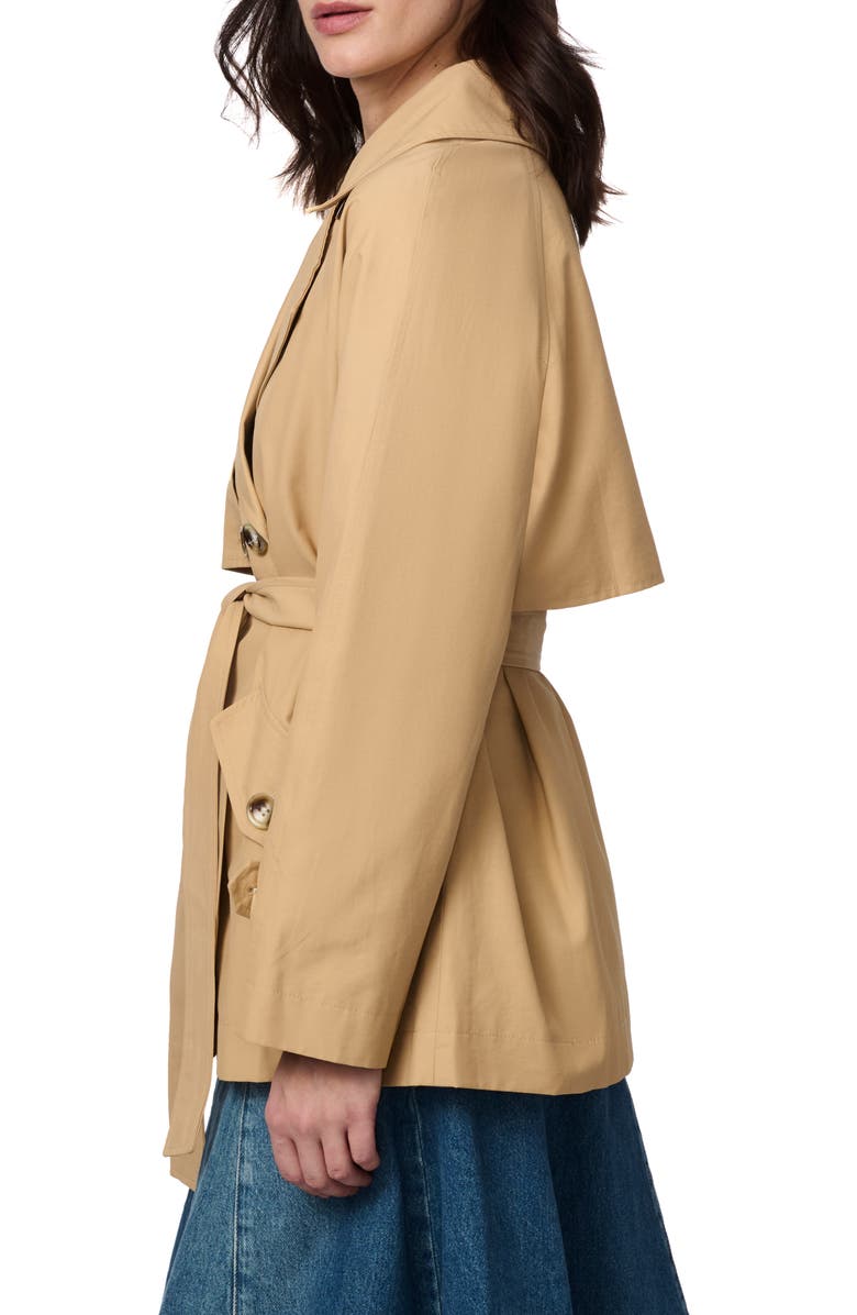 Bernardo Short Belted Trench Coat, Alternate, color, Tan