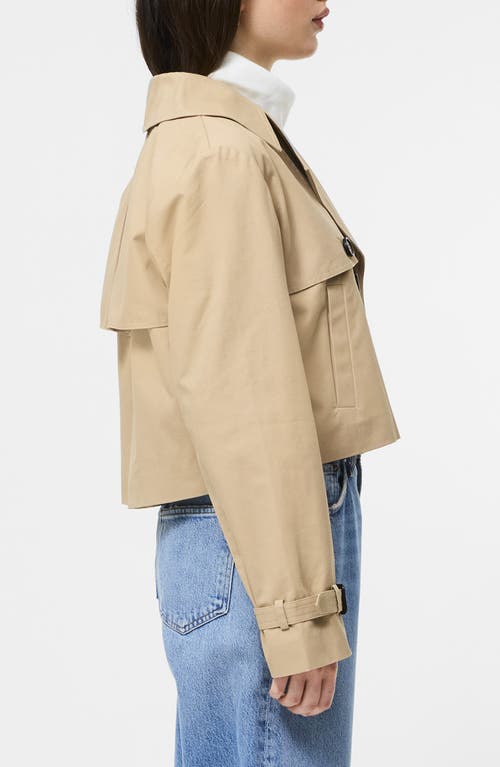 French Connection Cropped Twill Trench Coat In Khaki In Gold