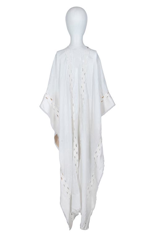 Allsaints Clarissa Logo Trim Rickrack Linen Blend Ruana In White