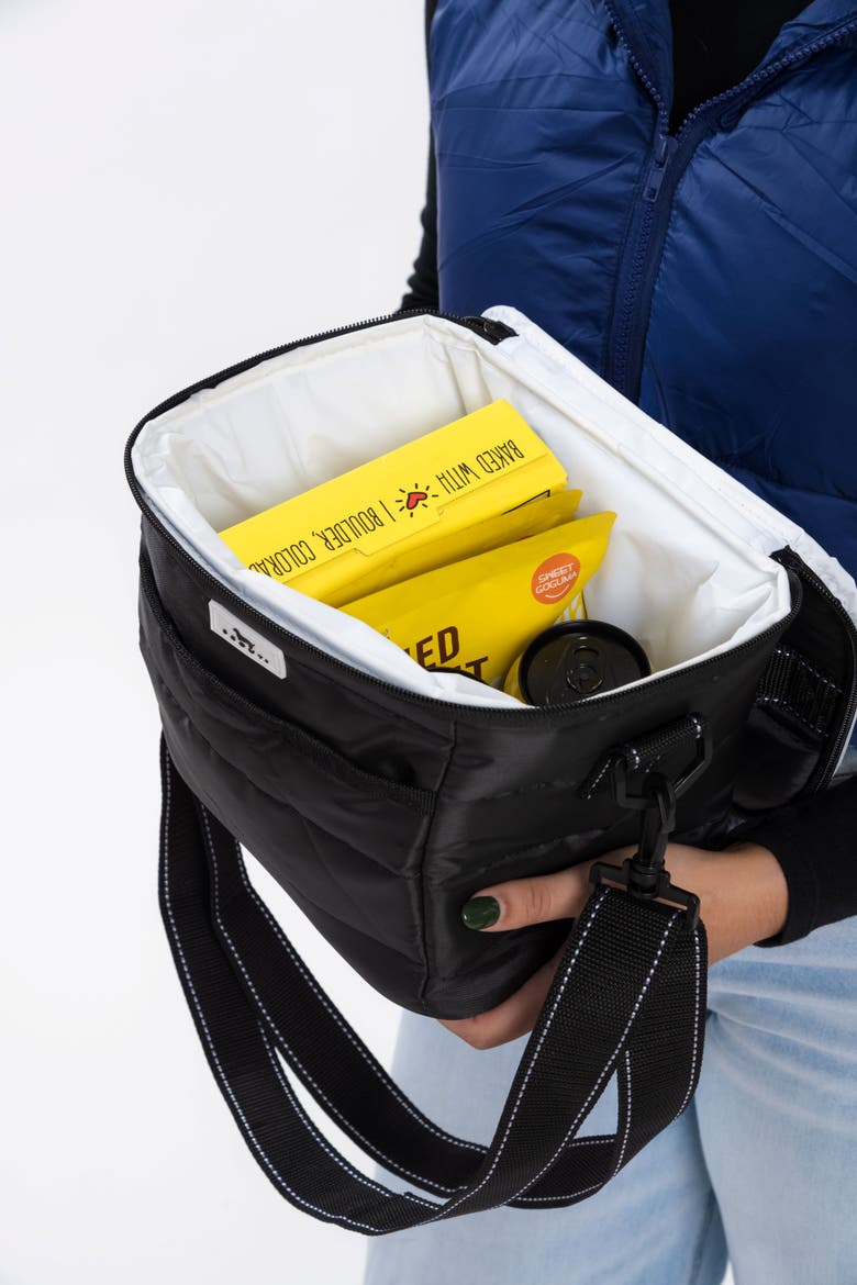 Road Snacks Lunch Bag, Alternate, color, Black Puffer