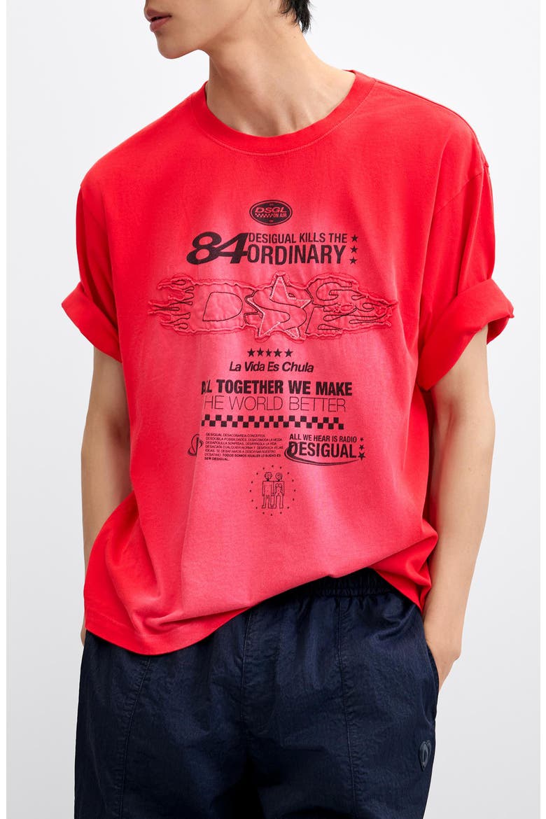 Graphic Gradient Cotton T-Shirt, Main, color, ORANGE RED
