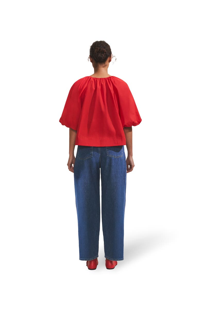 Ro&Zo Puff Sleeve V-Neck Top, Alternate, color, Red