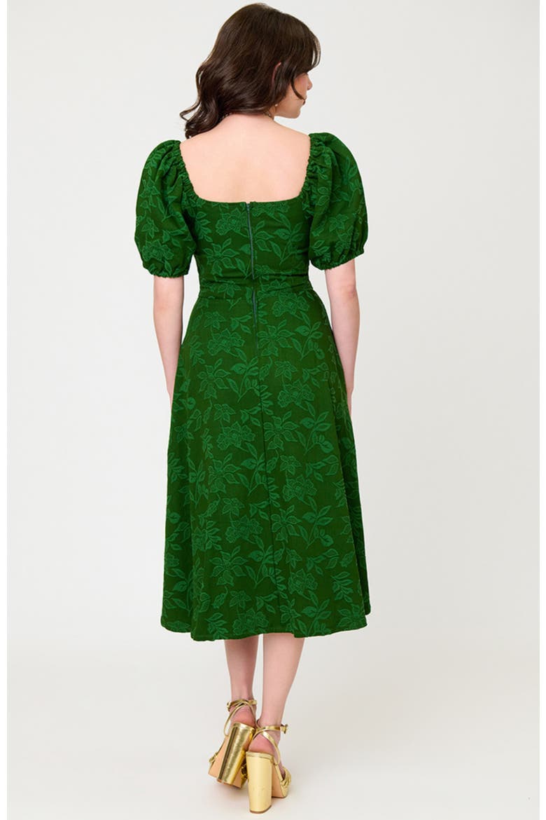 Jacquard Sweetheart Swing Dress, Alternate, color, Green Floral Print