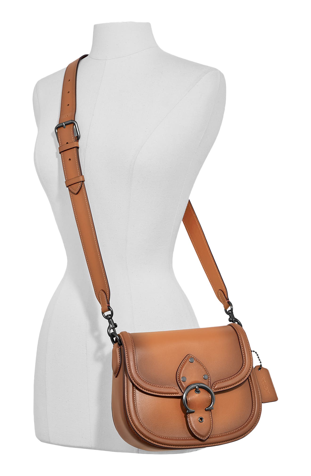 COACH Beat Leather Saddle Bag, Alternate, color, 