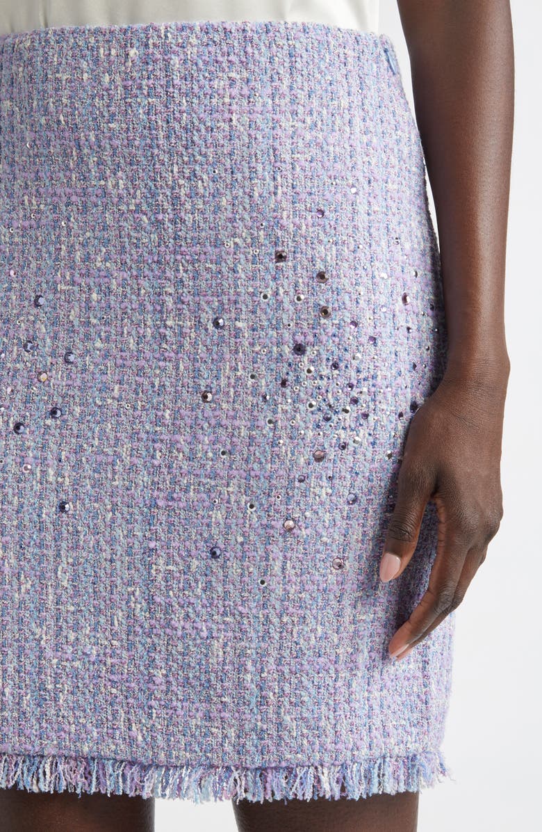 ST. JOHN Darcy Monroe Tweed Skirt, Alternate, color, Light Violet/ Blue Lagoon
