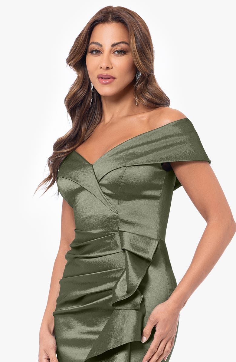 Xscape Evenings Off the Shoulder Taffeta Gown, Alternate, color, Olive