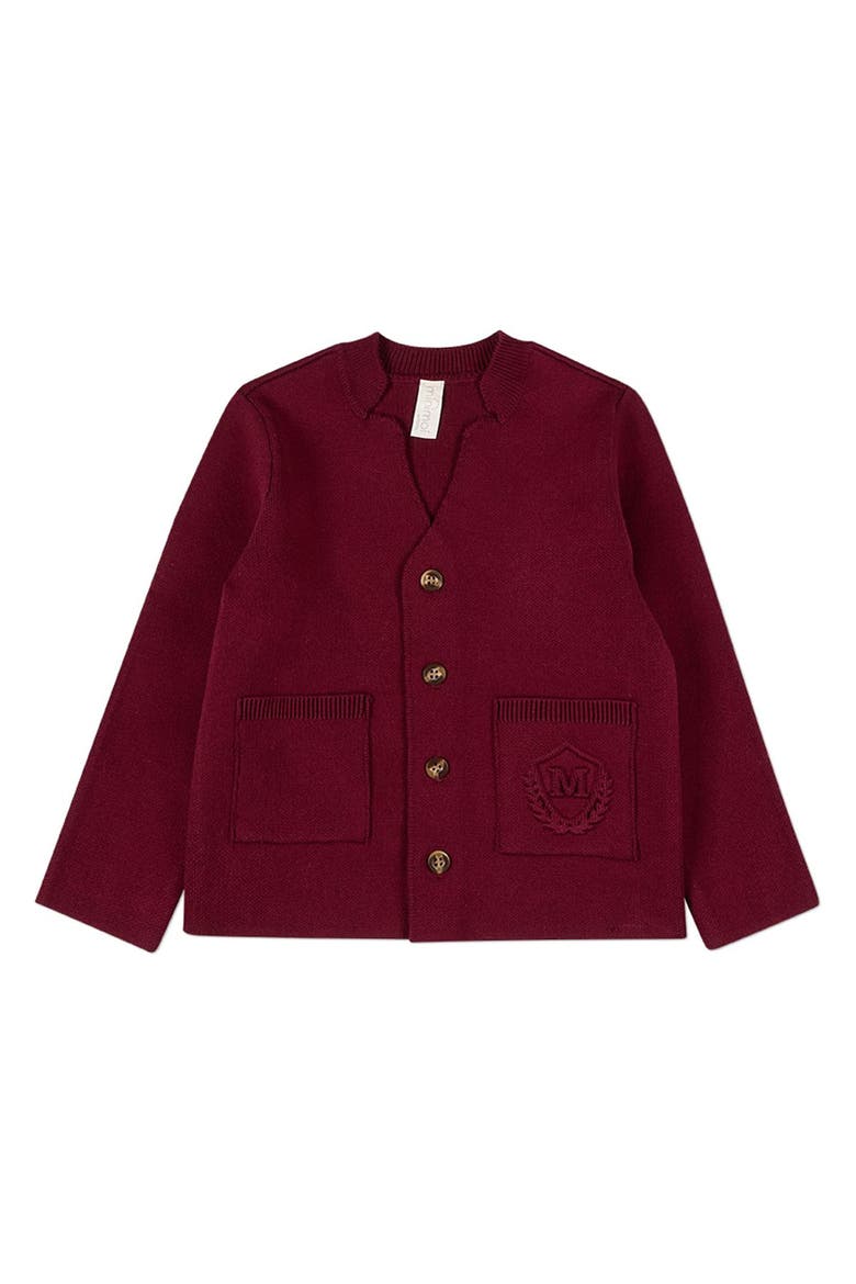 2-Pocket Button-Down Cardigan With Raised Crest, Main, color, Burgundy