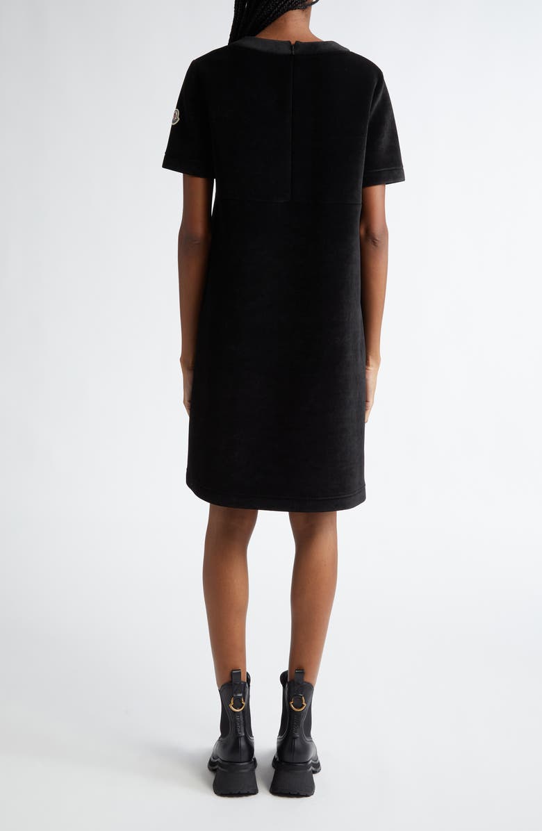 Moncler Short Sleeve Velvet Shift Dress, Alternate, color, 