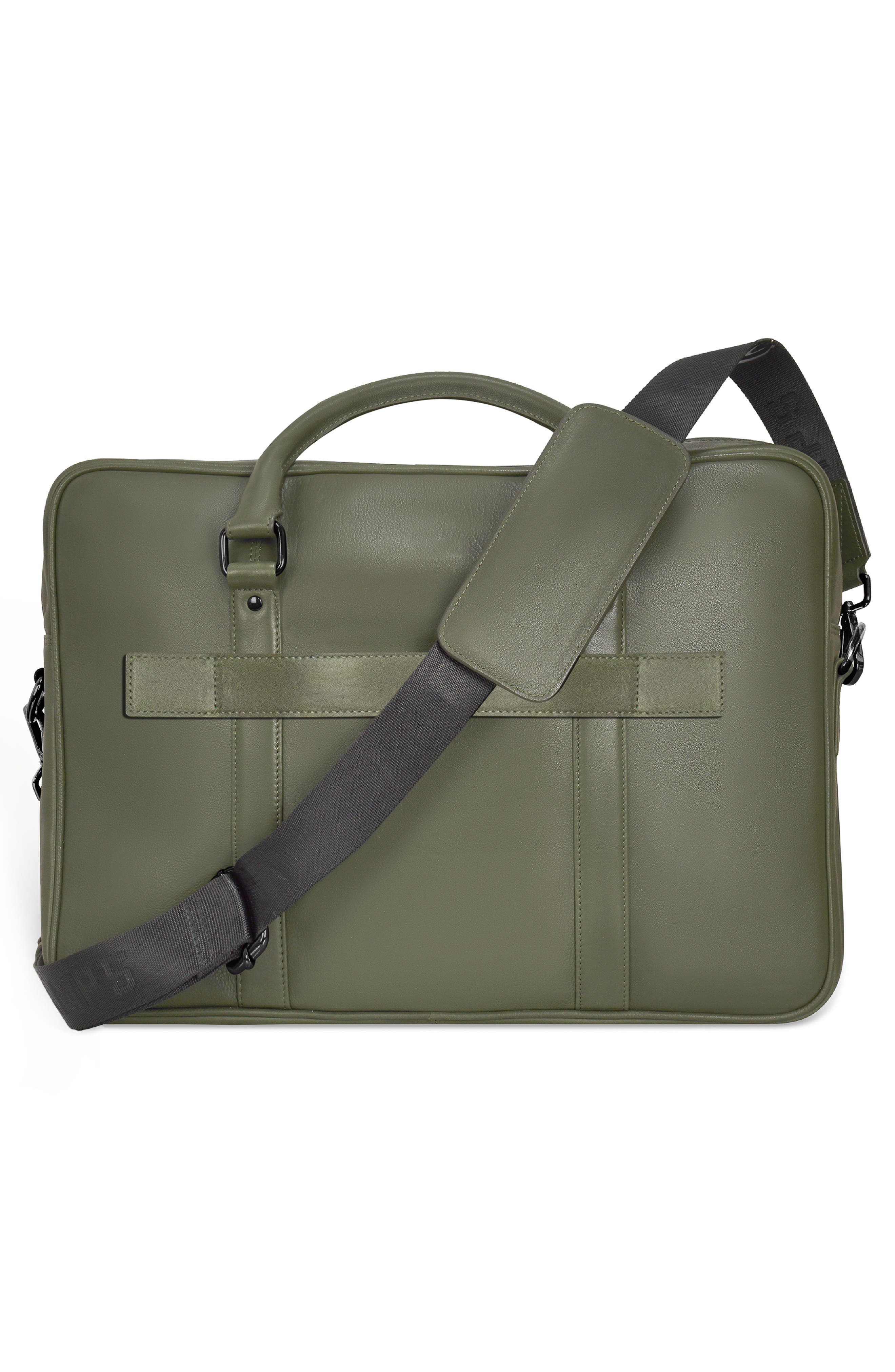 CHAMPS Compact Leather Slim Briefcase, Alternate, color, Khaki