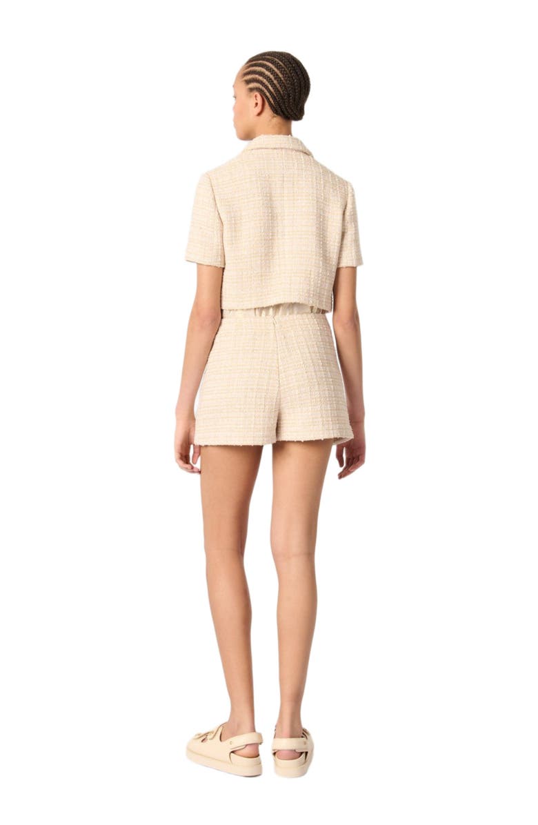 maje Cropped short sleeve tweed jacket, Alternate, color, 