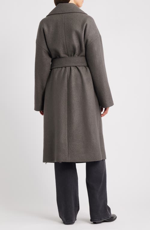 Hiso Charlotte Double Breasted Boiled Wool Coat In Brown