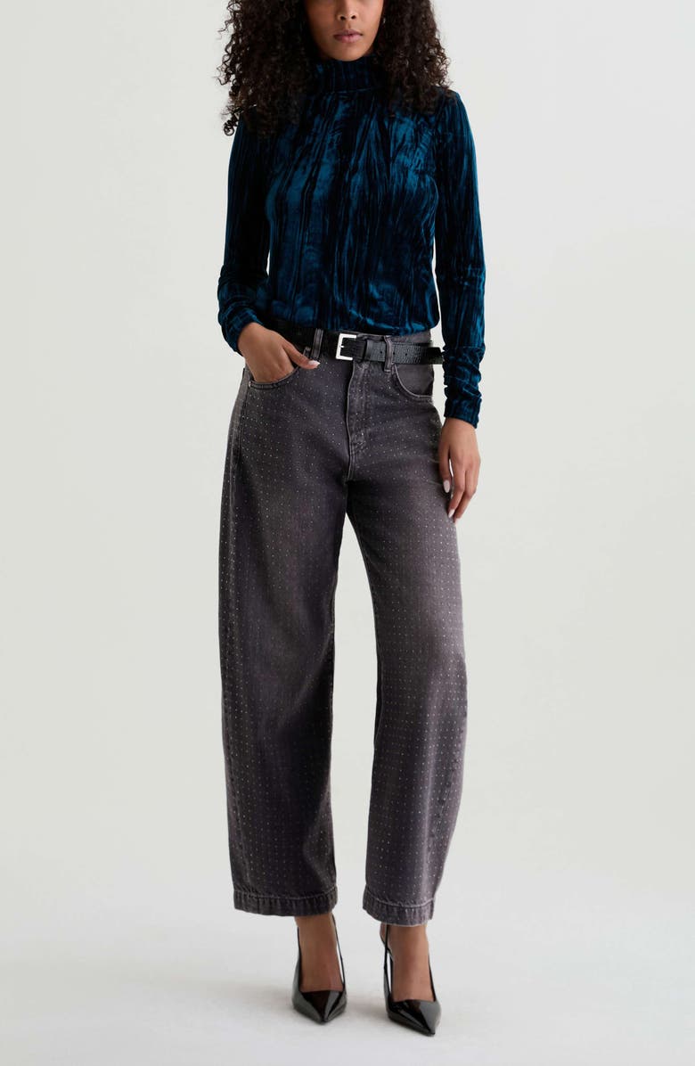 AG Hattie Crystal Embellished High Waist Barrel Jeans, Alternate, color, Star Light