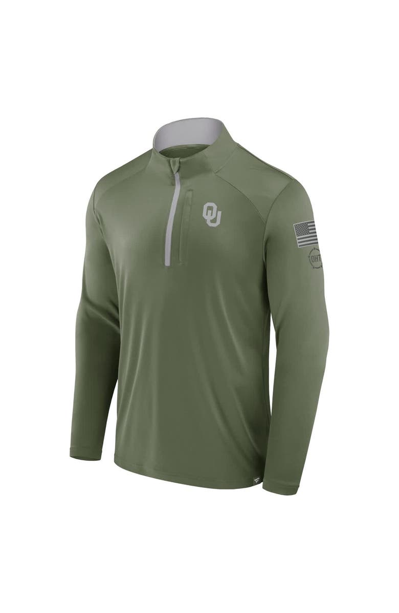 FANATICS Men's Fanatics Olive Oklahoma Sooners OHT Military Appreciation Defender Quarter-Zip Jacket, Alternate, color, Olive