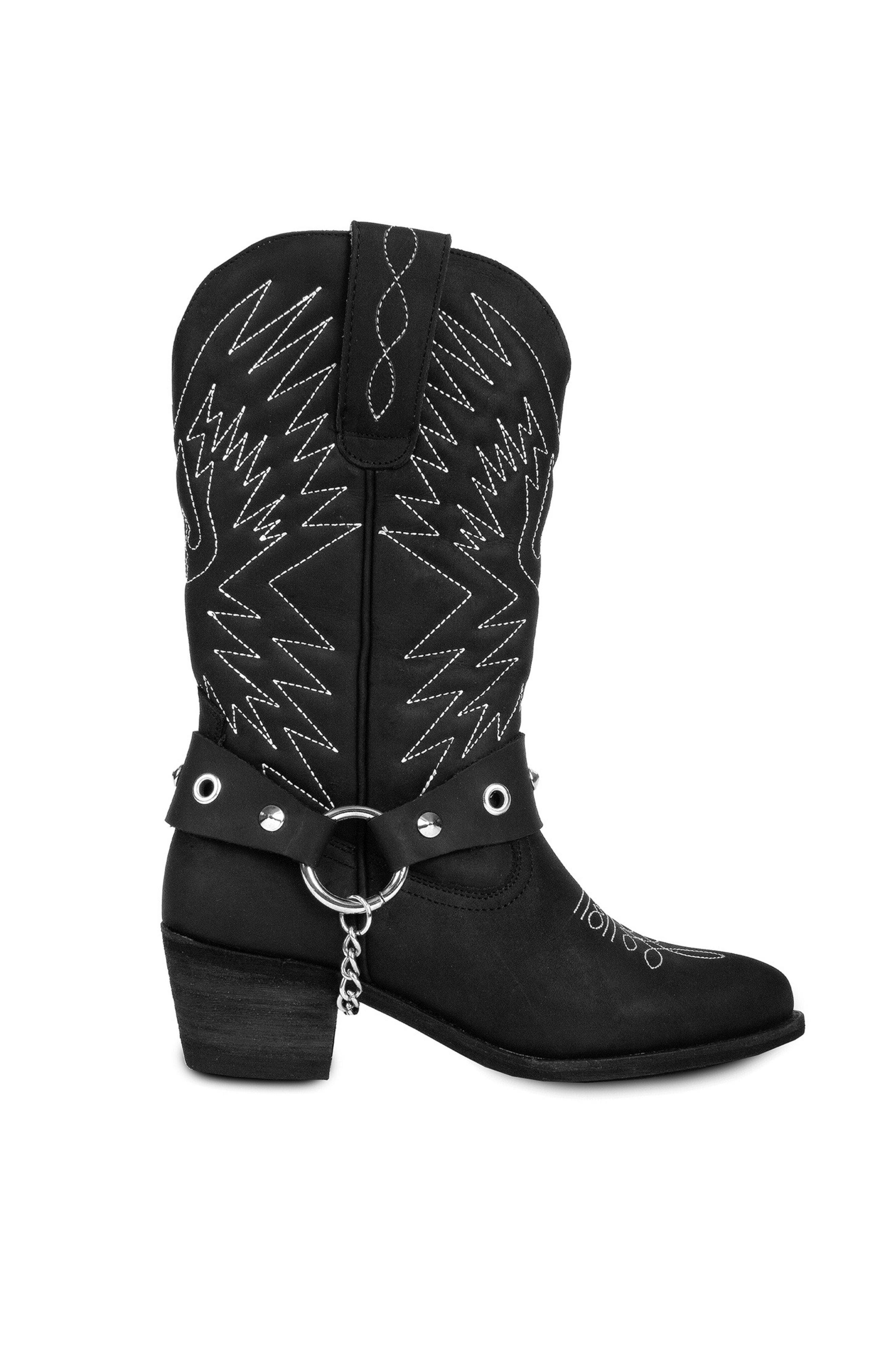 URBNKICKS Cowboy Leather Boots, Alternate, color, Black