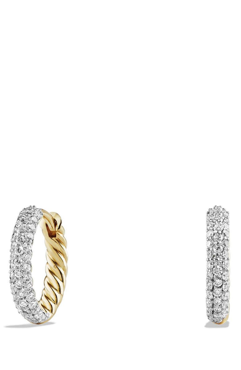 David Yurman Petite Pavé Earrings with Diamonds in 18K Gold, Main, color,