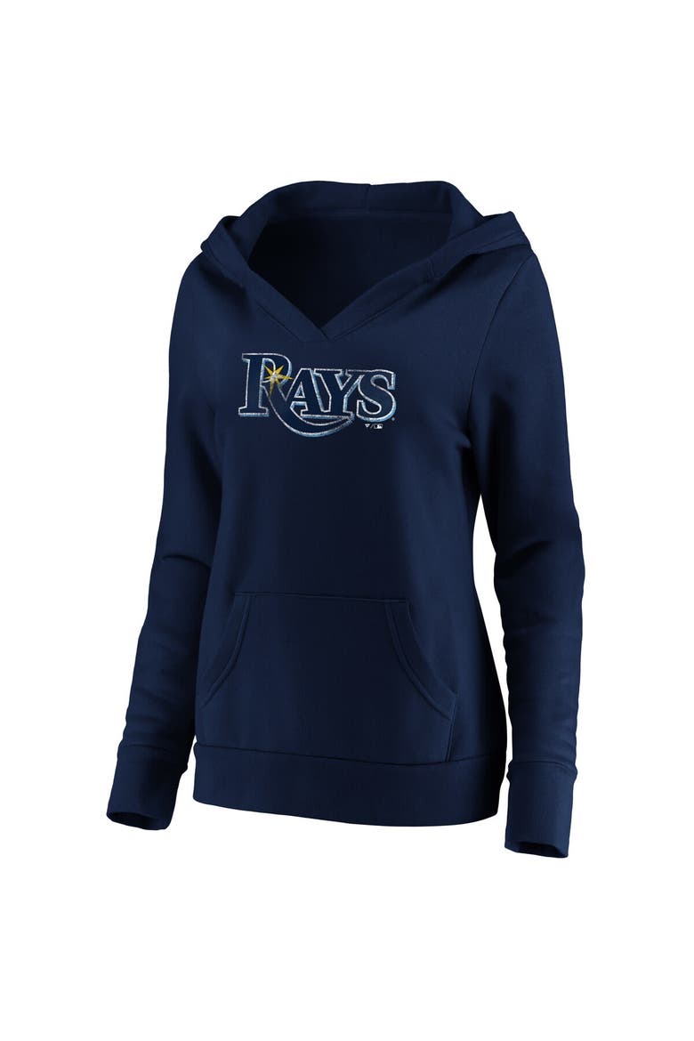 Women's Fanatics Branded Navy Tampa Bay Rays Core Team Crossover V-Neck Pullover Hoodie, Alternate, color, Navy