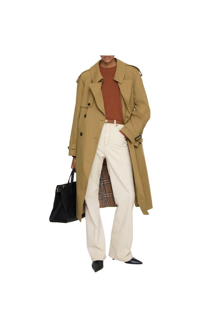 Long Canvas Fitzrovia Trench Coat with Warmer, Alternate, color, Lignum brown