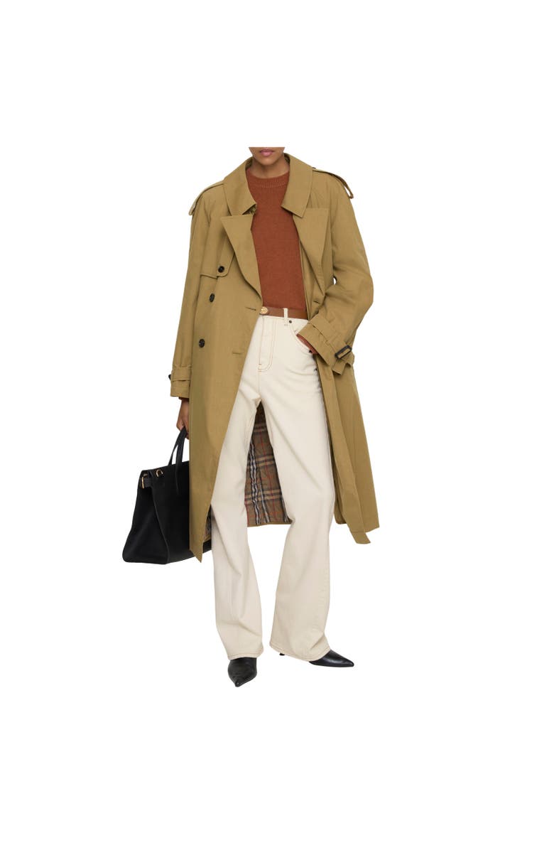 Burberry Long Canvas Fitzrovia Trench Coat with Warmer, Alternate, color, Lignum Brown