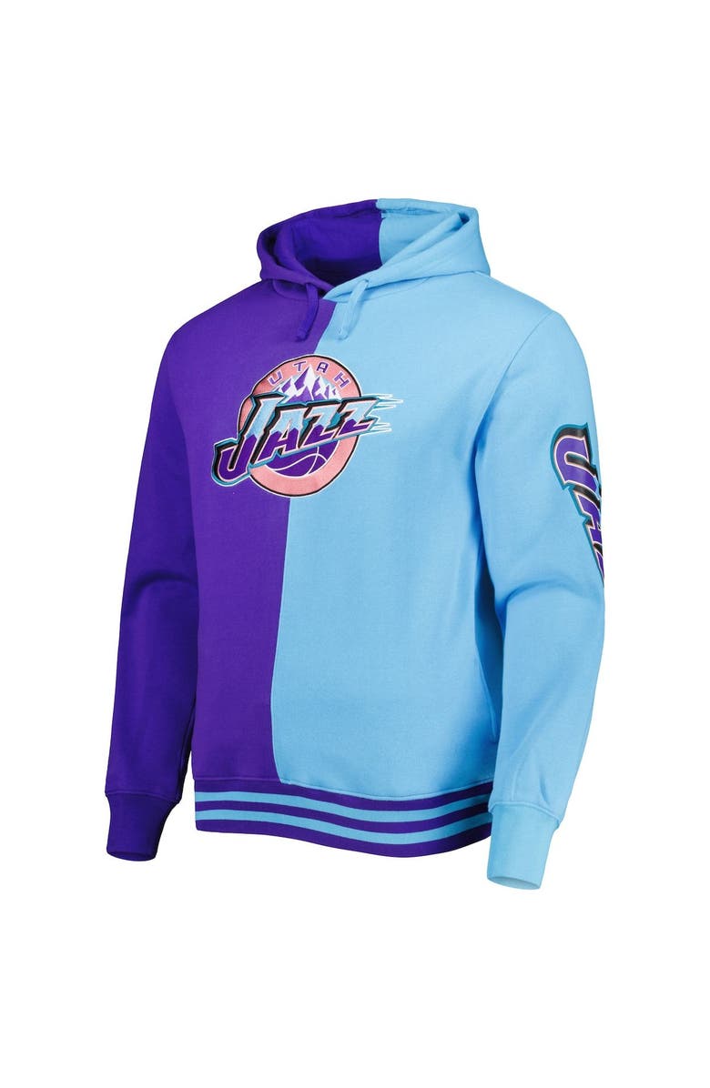 Mitchell & Ness Men's Mitchell & Ness Purple/Turquoise Utah Jazz Hardwood Classics Split Pullover Hoodie, Alternate, color, 