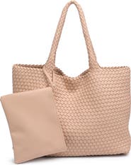 MODA LUXE Woven Unlined Tote Bag and Pouch