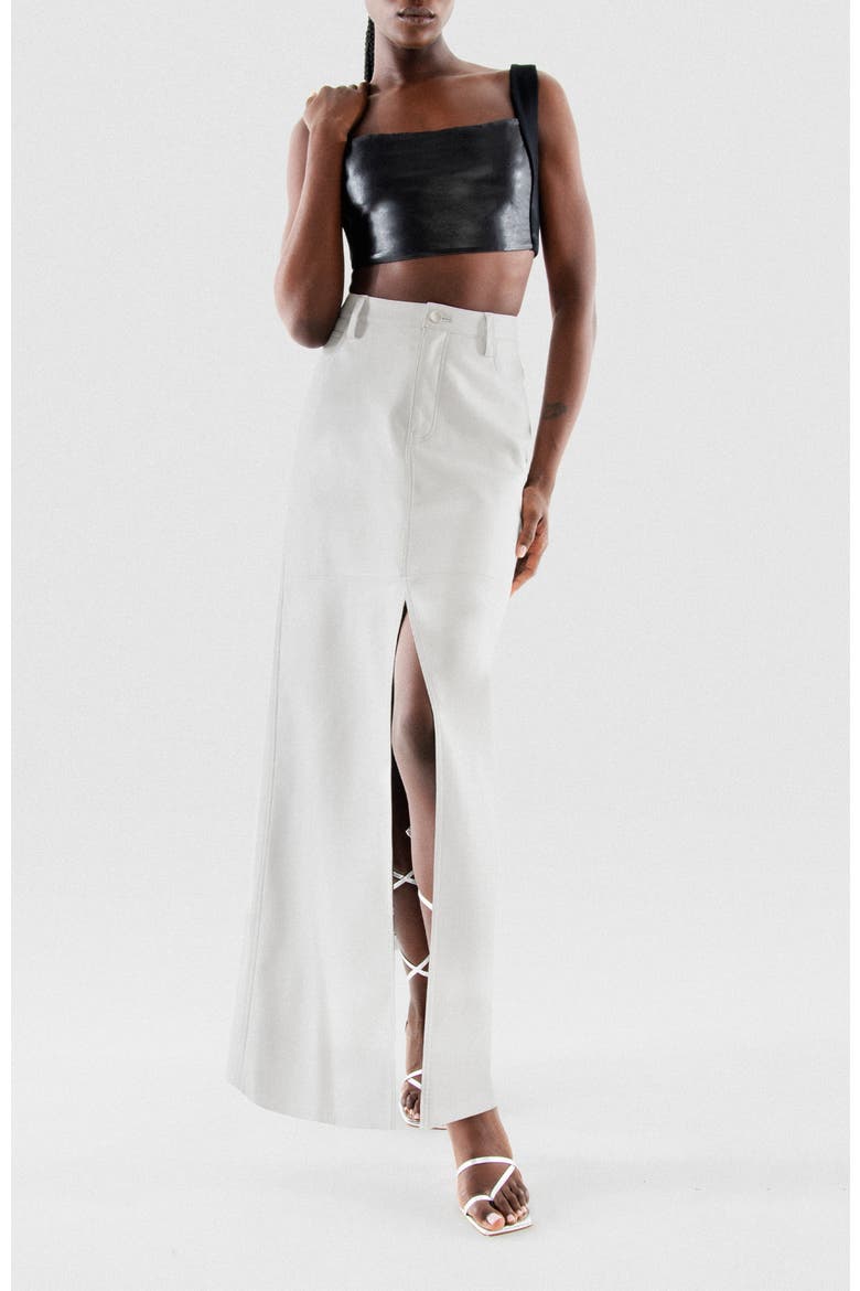 Imogen Recycled Leather Skirt, Alternate, color, White