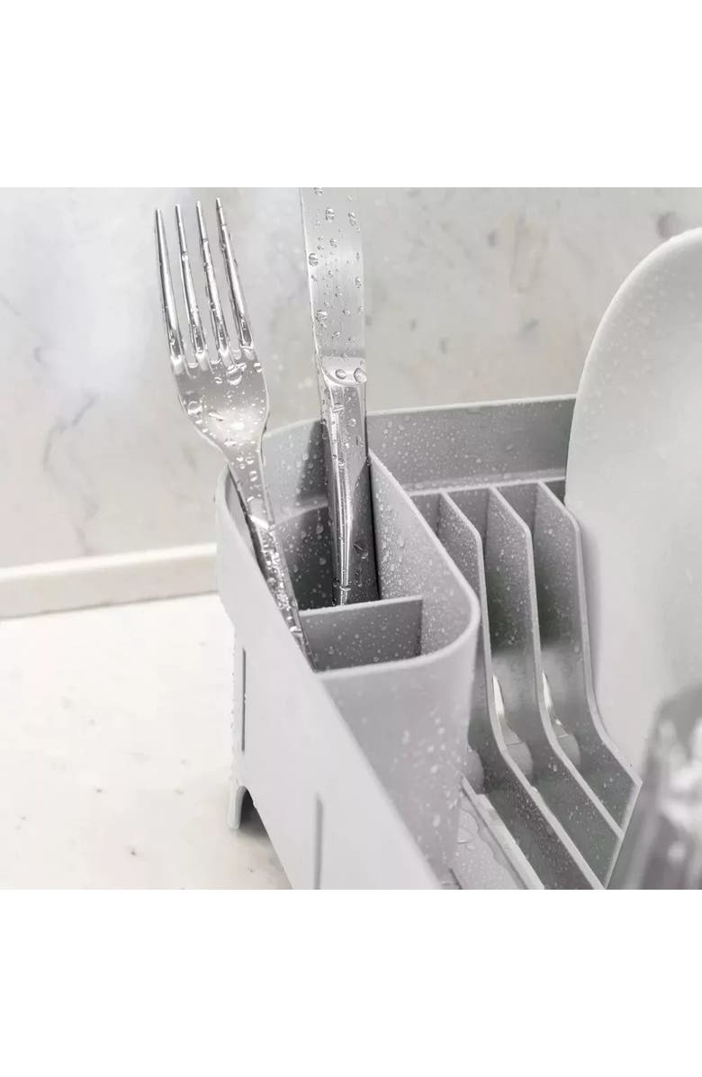 OU Durable Compact Kitchen Sink Organizer 3 Piece Set, Dish Rack, Cutlery Drainer & Soap Dispenser Caddy with Sponge Holder, Alternate, color, White