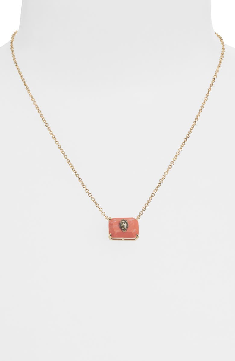 Kurt Geiger London Emerald Cut Turquoise Eagle Pendant Necklace, Alternate, color, Orange