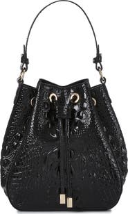 Brahmin Melinda Croc Embossed Leather Bucket Bag