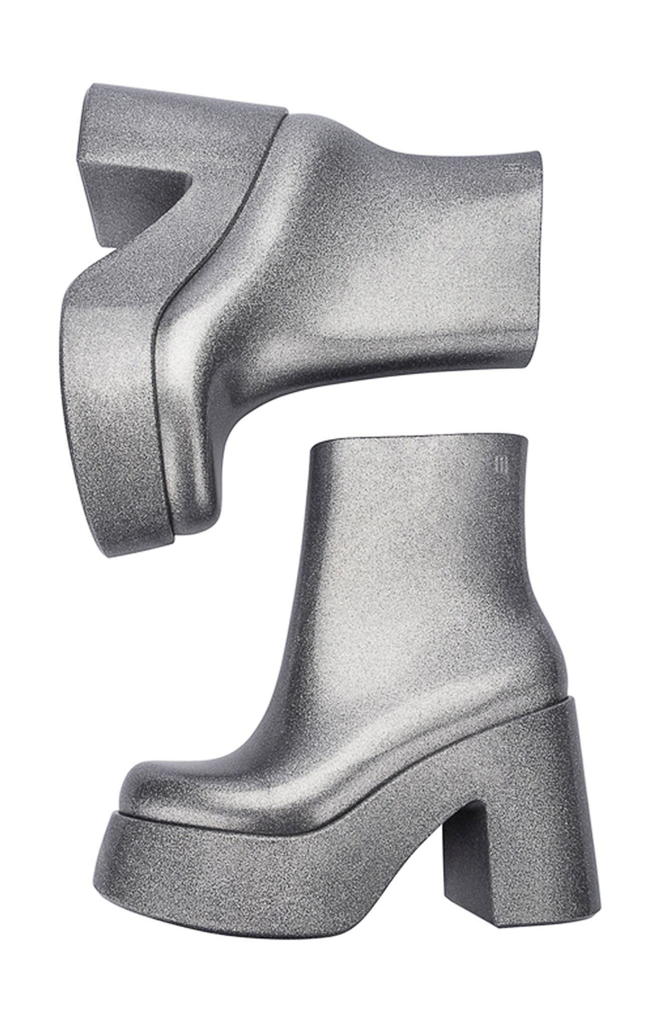 Melissa Nubia II Platform Bootie, Alternate, color, Glitter Clear Silver