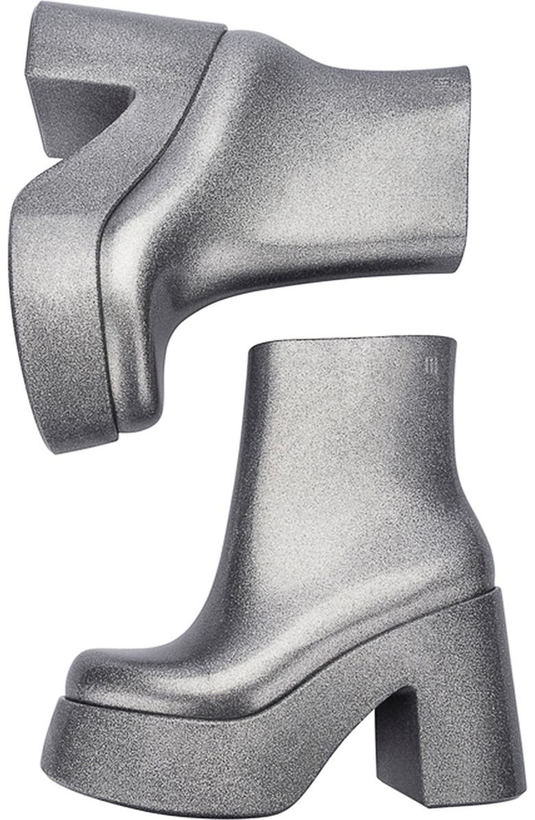 Melissa Nubia II Platform Bootie, Alternate, color, Glitter Clear Silver